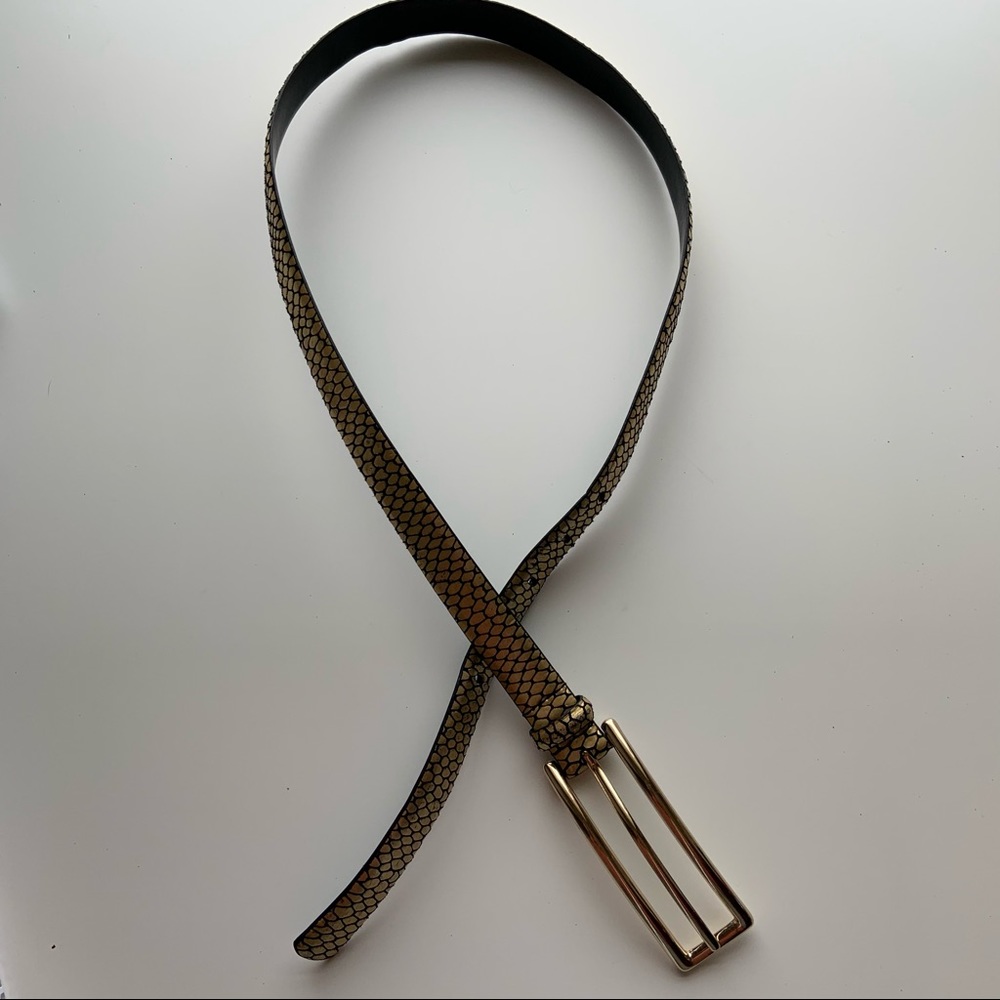 WCM Gold/Black Snake Print Belt Long Buckle L